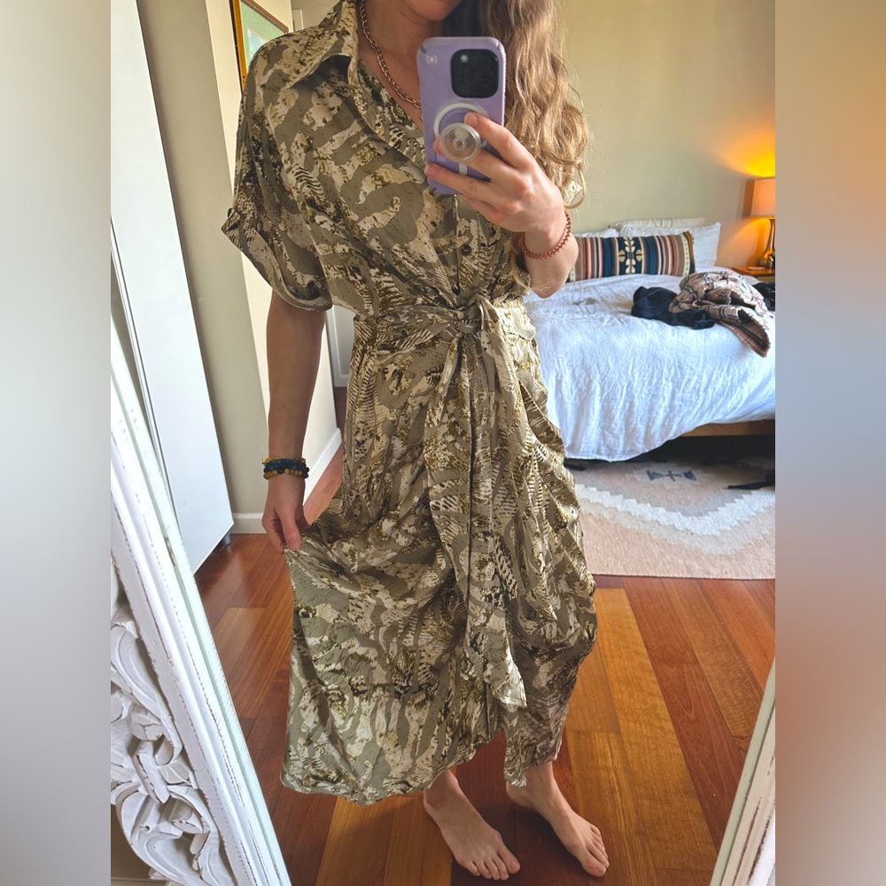 Silky button down dress